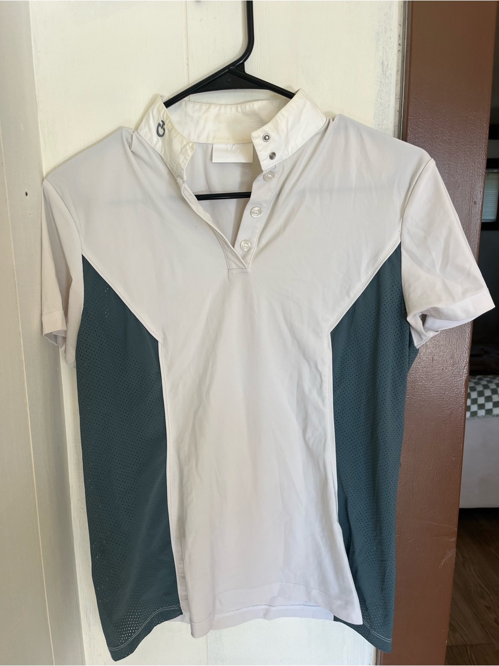 Cavalleria toscana Women's White Polo with Dark Gray Side Panels size M